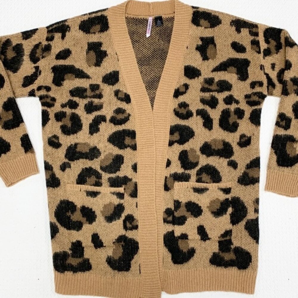 Love By Design Brown and black Leopard Print Cozy Warm Cardigan